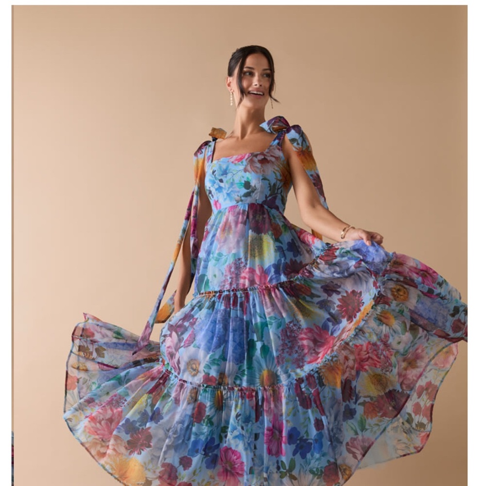 Francesca's Collections Blue and Purple Tiered Maxi Sundress